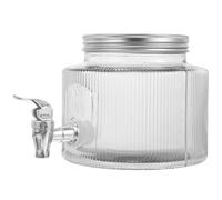 Distributeur de Boissons en Verre Bocal Blanc 2,8 L, avec Robinet | Couvercle Hermétique, Infusion de Saveur, pour Thé Glacé et Café, Usage Buffet et Réunions