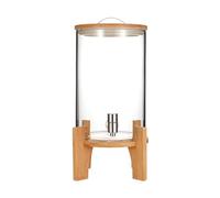 Distributeur de boissons en verre de 10 L avec robinet en acier inoxydable et support en bambou pour boissons froides pour fêtes en verre borosilicate résistant à la chaleur