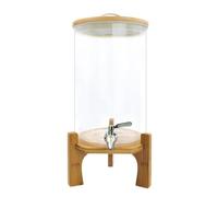 Distributeur de boissons en verre haut de gamme, élégant distributeur de boissons de 7,5 L avec base en bois et couvercle hermétique, bocal à jus résistant à la chaleur et au froid pour les fêtes à do