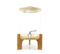 Distributeur de boissons en verre haut de gamme, élégant distributeur de boissons de 7,5 L avec base en bois et couvercle hermétique, bocal à jus résistant à la chaleur et au froid pour les réunions à