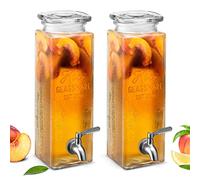 Distributeur de boissons en verre Kook avec robinet inoxydable anti-fuite, bocal Mason rectangulaire transparent, stockage pour réfrigérateur, eau, thé glacé, sangria