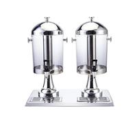 Distributeur De Boissons Fraîches Distributeur de boissons gazeuses à jus, 1/2sets, acier inoxydable, 2cylindres, 2robinets, machine for buffet, 16litres(Silver,1 set)