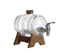 Distributeur De Boissons Fraîches Distributeur de boissons glacées en verre 1 L, bouteille bière, récipient stockage fruits et miel avec robinet base, outil bar(Full set)