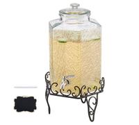 VEVOR Distributeur de Boissons Grande Capacité de 10 L, Fontaine à Eau en Verre, Distribution d’Eau Jus Limonade Thé Glacé, avec Support en Métal et Robinet en Inox, pour Restaurant Café Hôtel Fête