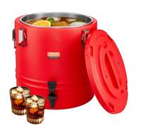 Distributeur de Boissons Isotherme 30 L-VEVOR-Rouge-Fontaine à Eau Chaude et Froide Non Électrique avec Robinet