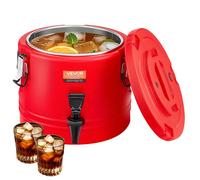 VEVOR Distributeur de Boissons Isotherme 8 L, Fontaine à Eau Chaude et Froide Non Électrique avec Robinet, Conteneur Isotherme de Qualité Alimentaire, avec Intérieur en Inox 304, pour Camping, Rouge