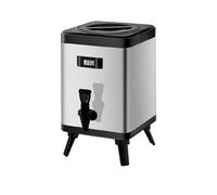 Distributeur de boissons isotherme avec thermomètre, robinet de glace et de boissons chaudes, boîte à thé, pichet à jus, récipient à glace, argent, 8 l, parfait pour les fêtes et événements