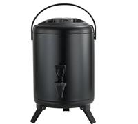 Distributeur de boissons isotherme en acier inoxydable avec robinet - 6 L/8 L/10 L/12 L Conteneur de boissons chaudes et froides pour lait, thé, café - Parfait pour les fêtes et événements - Noir