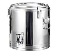 Distributeur de boissons isotherme en acier inoxydable avec robinet pour eau chaude et froide, capacité de 40 L, idéal pour la restauration, le thé, le café, la soupe