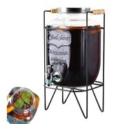 Distributeur de boissons - Lot de conteneurs 4L Boissons, Airtight Lemonade Distributeur Jar Spigot | Cocktail Wine Drink Bordure Métal Couvercle Est Ce Distributeur de Boissons Conçu Design Portable