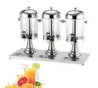 Distributeur de boissons professionnel, distributeur de jus à trois becs, avec bac à glaçons central et bacs d'égouttage, pour les fêtes, bière, jus et boissons fraîches. Silver-Threehead