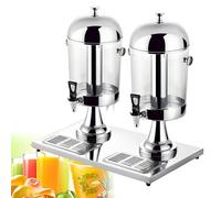 Distributeur de boissons professionnel, distributeur de jus en acier inoxydable, pour fêtes, bière, jus et boissons fraîches, avec bac à glaçons central et bacs d'égouttement Silver-Doublehead