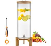 Distributeur de boissons VEVOR, 13 l Distributeur de boissons pour les fêtes, distributeur de jus de fruits en verre avec support en bois, robinet en inox, distributeur d'eau pour thé glacé-limonade-j