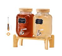 Distributeur de Boissons-VEVOR-Capacité de 3,8 L 2PCs-Fontaine à Eau en Verre-Distribution d’Eau Jus Limonade Thé Glacé