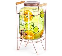 Distributeur à boissons en verre 3,8L avec robinet support doré design