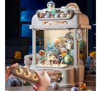 Distributeur de bonbons avec t¿¿l¿¿commande pour enfants, motif 8 plan¿¿tes, 2 peluches panda, 25 figurines, 20 jouets Gashapon, blanc