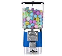 Distributeur de bonbons commercial avec 200 boules vides et 100 jetons, distributeur de bonbons à pièces pour magasins de jeux, bleu argenté avec tiroir verrouillable