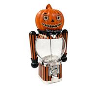 Distributeur de Bonbons Rétro en Forme de Citrouille pour Halloween, Décoration d'Halloween avec Globe de Rangement Transparent, Machine à Boules de Chewing-gum Trickor Treat pour Vacances Fêtes