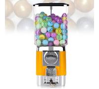 Distributeur de Boules de Gomme, Distributeur de Bonbons avec 100 Jetons en Acier Inoxydable, 200 Boules Vides, Plage de Sortie 25 Mm~35 Mm, Surprises Et Souvenirs D'enfance, pour Magasins de Yellow