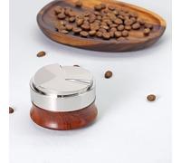 Distributeur de café et tamper, hauteur réglable de 51 à 53 mm, bois de noyer avec acier inoxydable 304, outil de nivellement d'expresso à tête unique (51 mm)