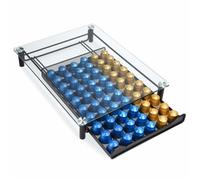 Distributeur de capsules café - Navaris - 51112.01 - Organisateur 50 dosettes - Design moderne - Métal et verre