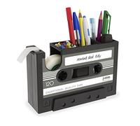 Distributeur de cassette Porte- de cassette Pot a crayons Papeterie Conteneur de rangement de bureau Papeterie de fourniture de Bureau Cadeaux(noir)