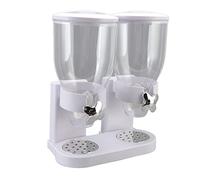 Distributeur de céréales à double récipient, distributeur d'aliments secs hermétique avec opération par torsion, capacité totale de 7 L, ABS blanc pour la cuisine (Blanche)