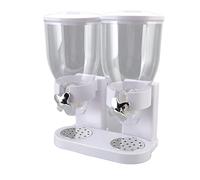 Distributeur de céréales à double récipient hermétique pour cuisine | Distributeur d'aliments secs 7l avec | ABS L E (Noir) (Blanc)
