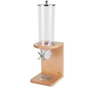 Distributeur de Céréales avec Socle en Bois de Hêtre Massif, 4L/8L/12L Grande Capacité, Boîte de Conservation Hermétique pour Granola, Noix et Muesli, Station de Petit pour Cuisine et Buffet(4L)