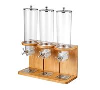 Distributeur de Céréales avec Socle en Bois de Hêtre Massif, 4L/8L/12L Grande Capacité, Boîte de Conservation Hermétique pour Granola, Noix et Muesli, Station de Petit pour Cuisine et Buffet(12L)
