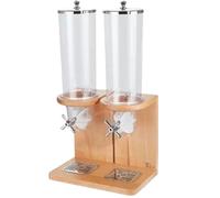 Distributeur de Céréales avec Socle en Bois de Hêtre Massif, 4L/8L/12L Grande Capacité, Boîte de Conservation Hermétique pour Granola, Noix et Muesli, Station de Petit pour Cuisine et Buffet(8L)