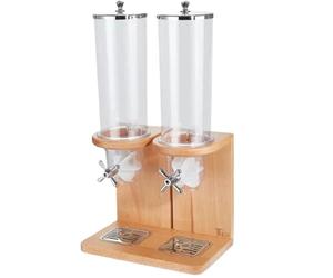 Distributeur de Céréales avec Socle en Bois de Hêtre Massif, 4L/8L/12L Grande Capacité, Boîte de Conservation Hermétique pour Granola, Noix et Muesli, Station de Petit pour Cuisine et Buffet(8L)