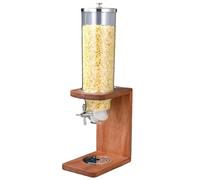 Distributeur de Céréales Design avec Socle en Bois Véritable - 3.5L/7L/10.5L Boîte de Conservation Hermétique pour Comptoir de Cuisine, Granola, Noix, Bonbons, Doseur Manuel Sans Gâchis(3.5L)