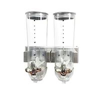 Distributeur de céréales, distributeur de céréales, double distributeur de céréales sèches pour montage mural, rangement pratique, double contrôle pour les noix de céréales, les bonbons mélangés à