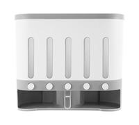 Distributeur de céréales moderne pour cuisine, boîte de rangement murale, boîte de rangement pour riz, nourriture sèche, design à 5 compartiments, base rectangulaire, clips arrière, utilisé dans les