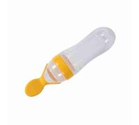 Distributeur de Céréales pour Bébé : Biberon en Silicone 90 ML avec Cuillère, Léger et Compact - Blanc, Rose, Jaune, Bleu (YELLOW)