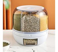 Distributeur De Céréales, Récipient De Stockage De Riz De Grande Capacité, 6 Grilles, Boîte De Stockage De Nourriture Scellée Rotative à 360 °, Seau De Riz, Boîte De Fruits Pour Aliments Secs(22lb)