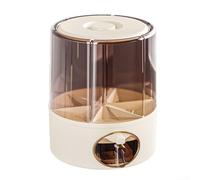 Distributeur de céréales, rotatif à 360° à 6 compartiments pour aliments secs pour riz, céréales, seau de rangement scellé résistant aux insectes et à l'humidité (crème, taille M)