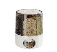 Distributeur de céréales rotatif à 360° avec 6 compartiments | Récipient de stockage d'aliments secs en un clic pour riz et céréales | Organiseur de garde-manger de cuisine peu encombrant | Blanc