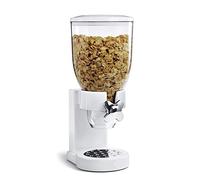 Distributeur de céréales simple, récipient hermétique en plastique pour noix, bonbons, flocons d'avoine, snacks et nourriture pour chien (blanc).