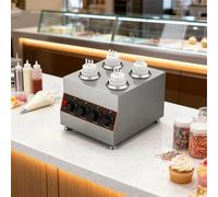 Distributeur de chauffe-sauce de comptoir, en acier inoxydable pour caramel chaud, fromage nacho et ketchup avec 4 bouteilles