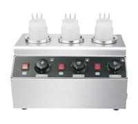 Distributeur de Chauffe-sauce Électrique, Distributeur de Chauffe-confiture en Acier Inoxydable de Comptoir de 240 W avec Bouteille de Sauce À Presser, Température Réglable, pour Ketchup Au Caramel