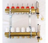 Distributeur de circuit de chauffage en laiton avec régulateur de débit et groupe de purge 6 cercles chauffants pour chauffage au sol