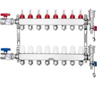 Distributeur de circuit de chauffage pour chauffage au sol - 8 circuits de chauffage - indicateur de débit 5L/min - distributeur de circuit de chauffage efficace