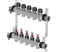 Distributeur de circuit de chauffage Uponor Vario S 1086545 en acier inoxydable, FM 9 x 3/4 Eurocone, en tant que distributeur complet