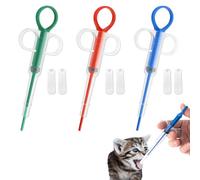Distributeur de comprimés Animaux Chien Chat 3 pièces seringue Administration médicaments Embout Souple Silicone réutilisable hygiénique Facile à Utiliser pour Soins vétérinaires