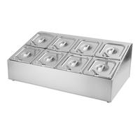 Distributeur de condiments avec bocal et couvercles pour assaisonnement de sauce, organisateur de station de garniture alimentaire, support d'étagère à épices de comptoir