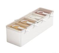 Distributeur de condiments avec support de refroidissement via bac à glaçons amovible et 4 compartiments indépendants pour un service organisé (blanc)