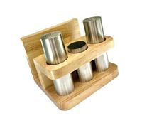 Distributeur de condiments combiné en acier inoxydable et bois de qualité supérieure avec boîte à mouchoirs intégrée pour assaisonnements à la maison, pot et porte-serviettes
