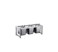 Distributeur de condiments en acier inoxydable avec support intégré pour cuisine, restaurant, bar et restauration, solution de stockage durable pour sauces et épices